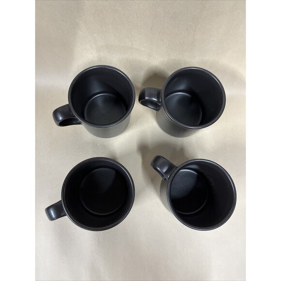 Pfaltzgraff  Black Mug Set Of 4 Made In USA Midnight‎ Sun Coffee Cup - Picture 2 of 7